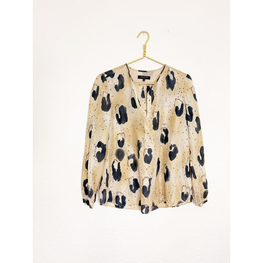 Lafayette 148 Libby Split Neck Printed Blouse Cha… - image 3